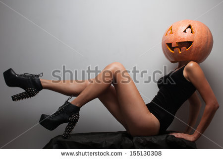 stock photo fashionable halloweens model sitting 155130308