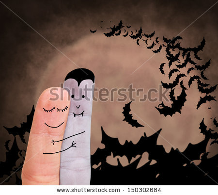 stock photo painted finger concept love between vampire and human 150302684