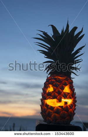 stock photo tropical halloween lantern pineapple with copy space 153443600