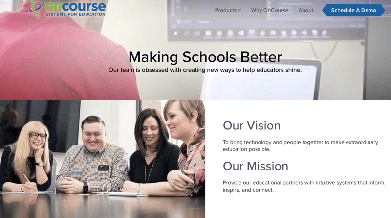 OnCourse About Us page