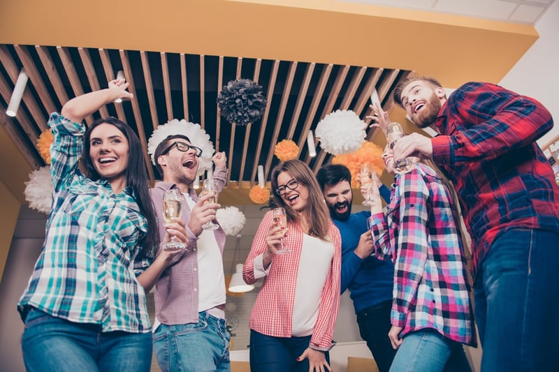 Group of young adults partying 